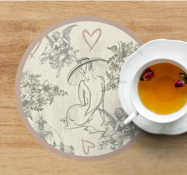 Sous verre vintage figures florales élégantes - TenStickers