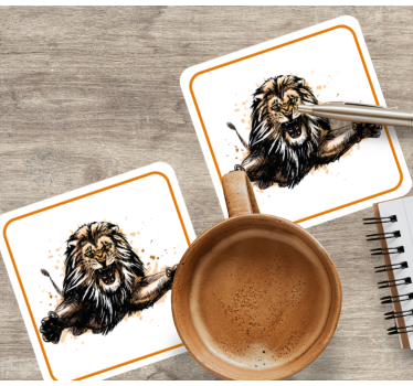 Sous verre vintage illustration de lion féroce - TenStickers
