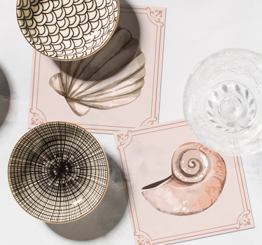 Sous verre vintage illustrations de coquillages élégantes - TenStickers