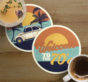 Sous verre vintage scène côtière rétro - TenStickers