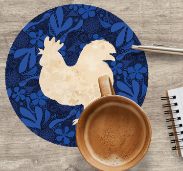 Sous verre vintage silhouette florale de coq - TenStickers