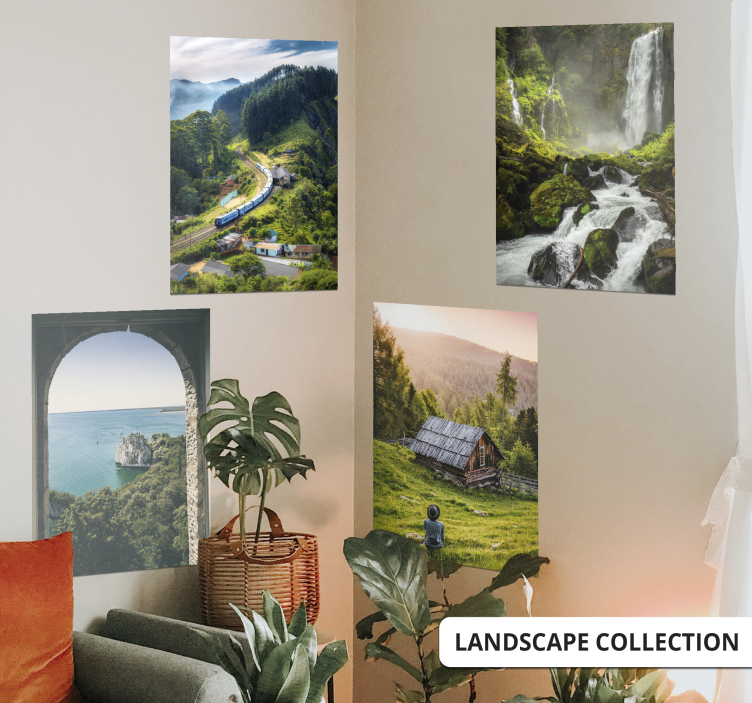 Poster photo paysage maison dans les bois - TenStickers