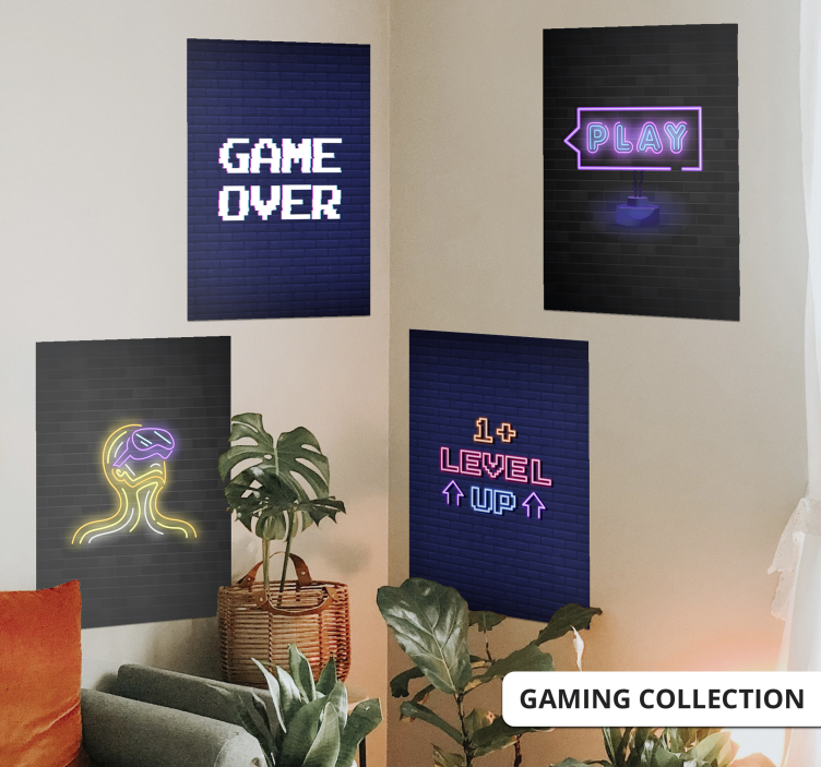 Poster mural motif gamer Level up - TenStickers