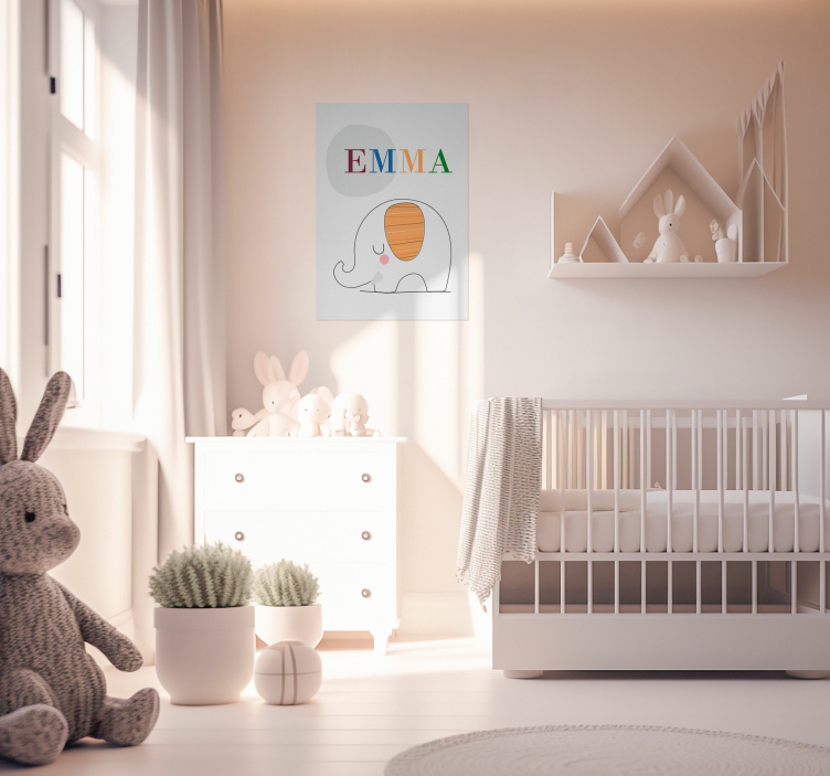 Poster chambre enfant bébé éléphant personnalisé - TenStickers