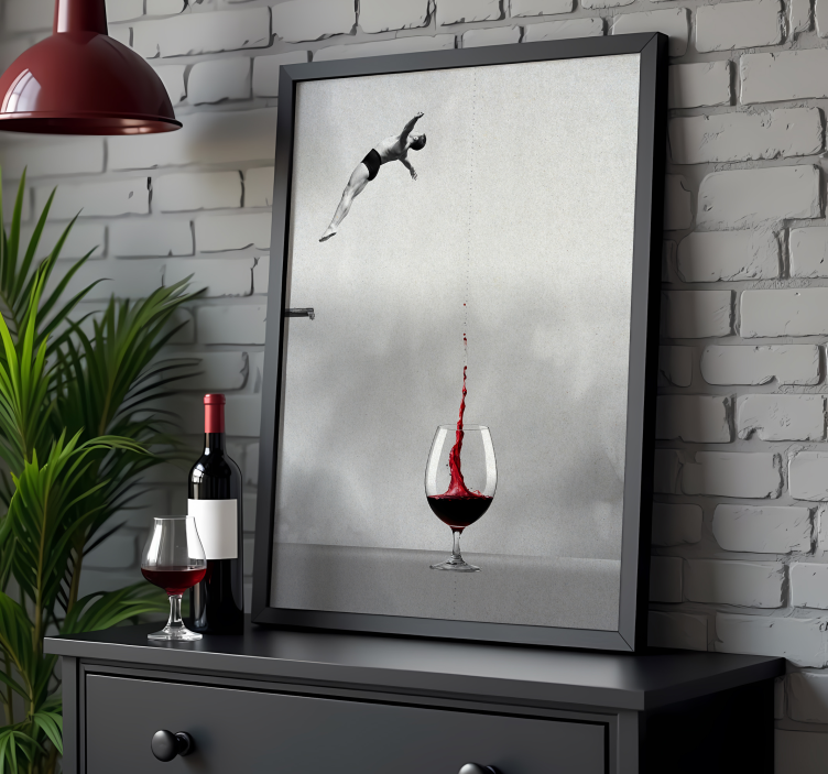 Poster abstrait sauter vers le verre de vin - TenStickers