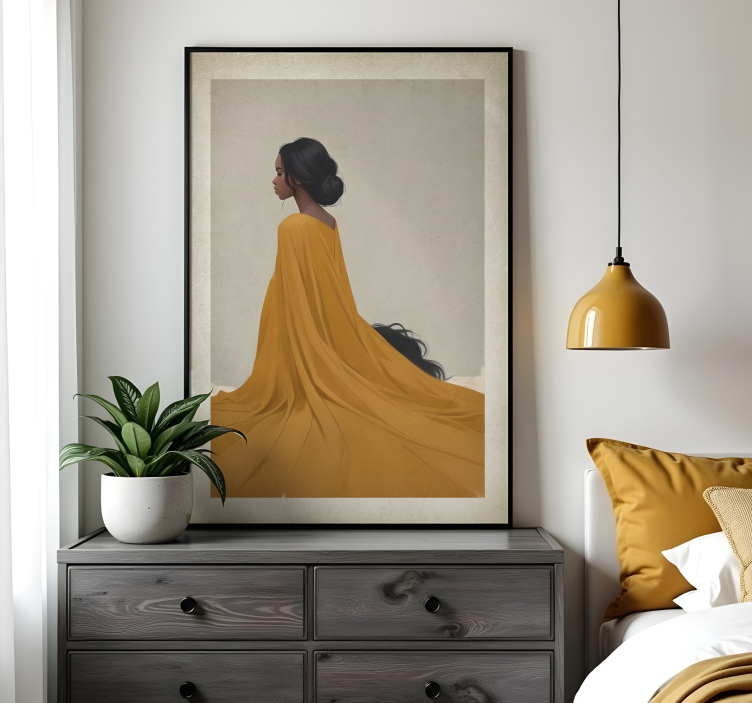 Poster art dame en robe orange - TenStickers