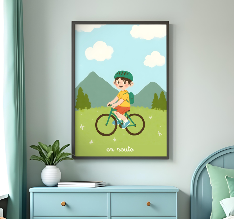 Poster enfant cyclisme en route - TenStickers