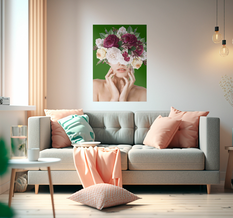 Poster fleurs femme fleurie - TenStickers