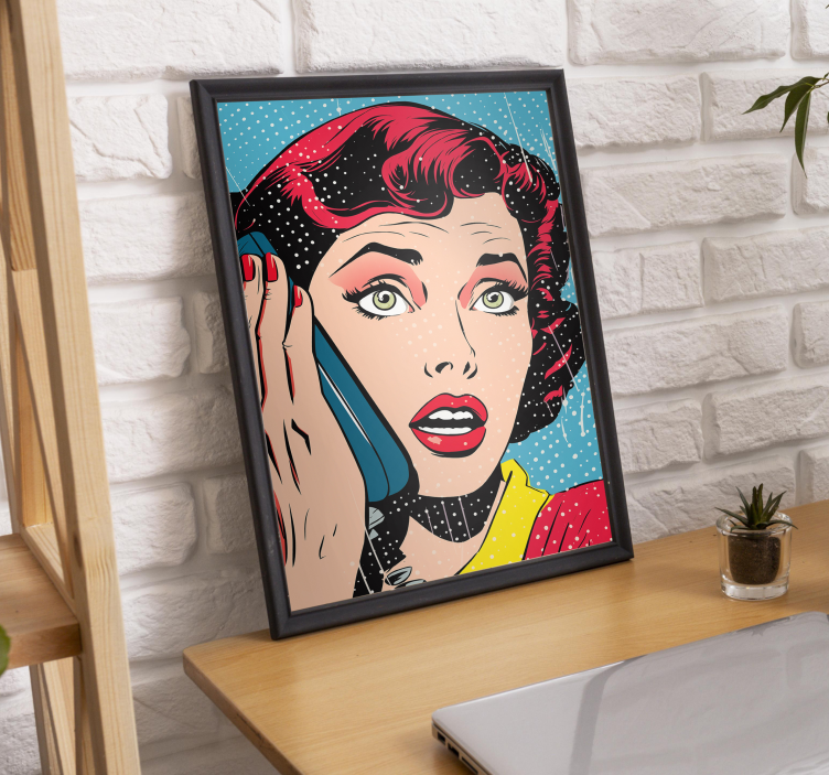 Poster pop art femme au téléphone - TenStickers