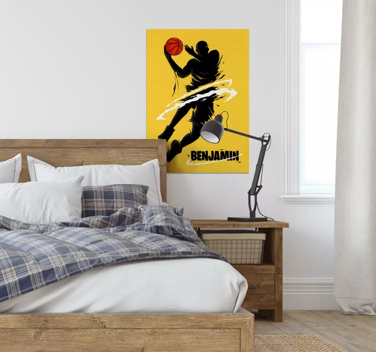 Poster silhouette joueur de basket avec prénom - TenStickers