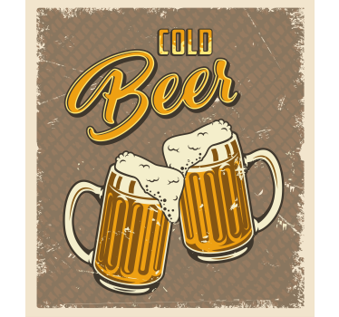 Poster cuisine effet rétro sale bière froide - TenStickers