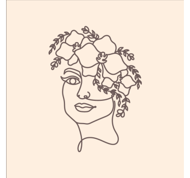 Poster salon silhouette minimaliste femme fleurie - TenStickers