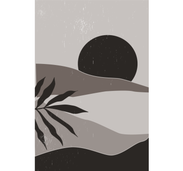 Poster salon coucher de soleil noir et blanc désert - TenStickers