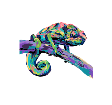 Poster mural caméléon multicolore style abstrait - TenStickers