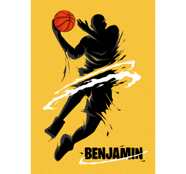 Poster mural silhouette joueur de basket avec prénom - TenStickers