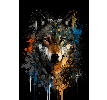 Poster animal loup en peinture - TenStickers