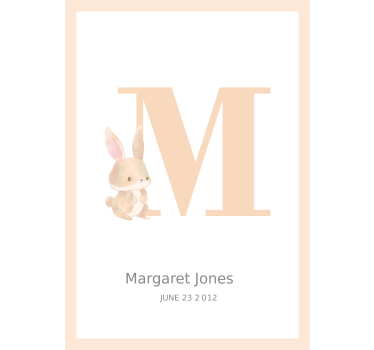 Poster bébé personnalisable avec initiale - TenStickers
