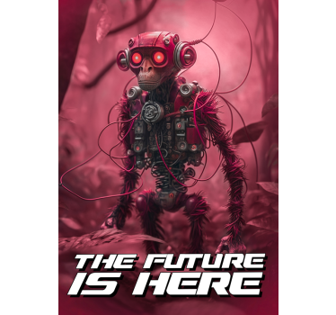 Poster chambre ado singe robot magenta - TenStickers