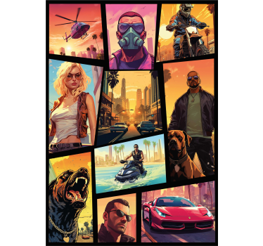 Poster chambre ado aventure collage jeu vidéo - TenStickers