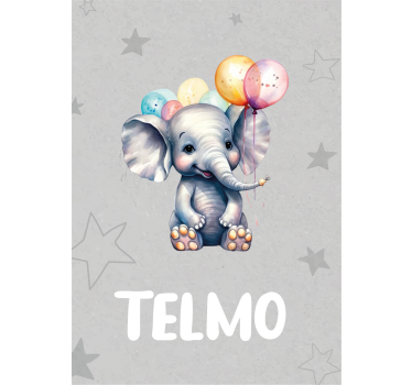 Affiche animal bébé éléphant avec ballons - TenStickers