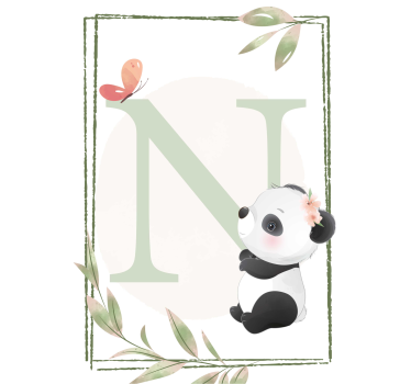 Poster chambre enfant panda lettre personnalisé - TenStickers