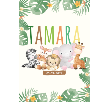 Poster chambre enfant animaux de la jungle personnalisable - TenStickers