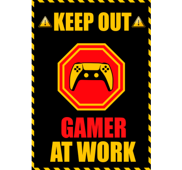 Poster jeux vidéo gamer au travail - TenStickers