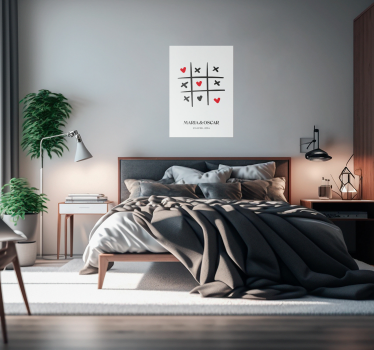 Poster couple jeu du morpion personnalisable  - TenStickers