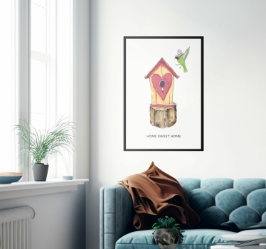 Poster salon douce maison avec abris oiseaux - TenStickers