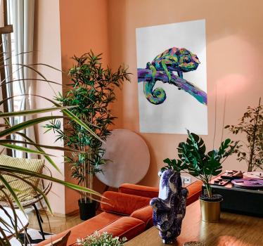 Poster mural caméléon multicolore style abstrait - TenStickers