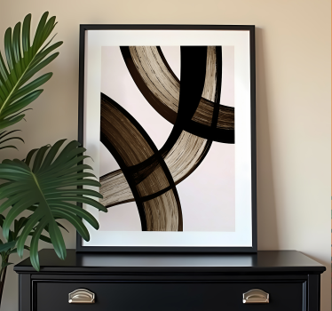 Poster abstrait courbes noires - TenStickers