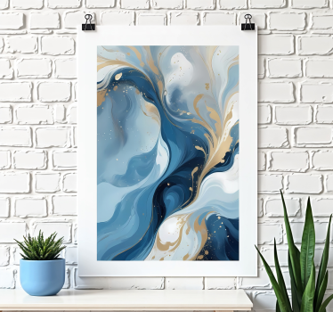 Poster abstrait lagon bleu - TenStickers