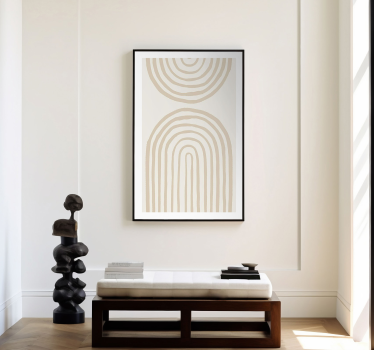 Affiche abstraite lignes douces en beige - TenStickers