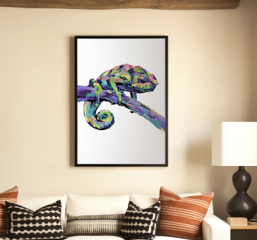 Poster mural caméléon multicolore style abstrait - TenStickers