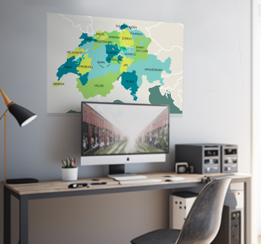 Poster carte de la Suisse - TenStickers