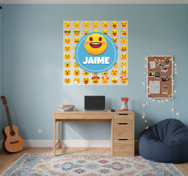 Poster chambre ado emojis avec prénom - TenStickers