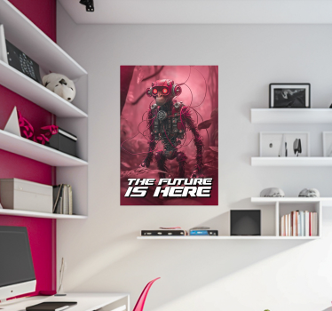 Poster chambre ado singe robot magenta - TenStickers