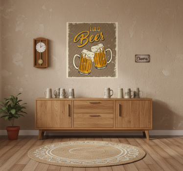 Poster cuisine effet rétro sale bière froide - TenStickers