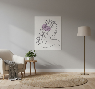 Poster fleurs visage féminin minimaliste - TenStickers