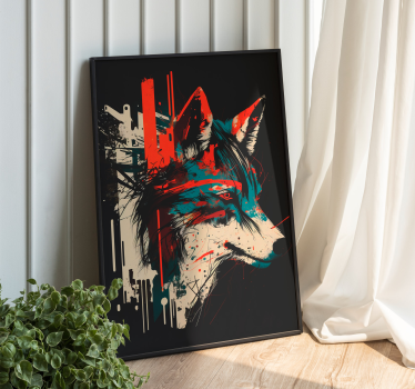 Poster nature loup style abstrait - TenStickers