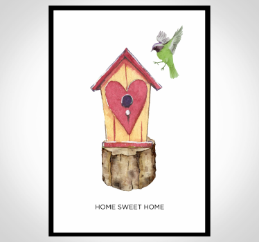Poster salon douce maison avec abris oiseaux - TenStickers