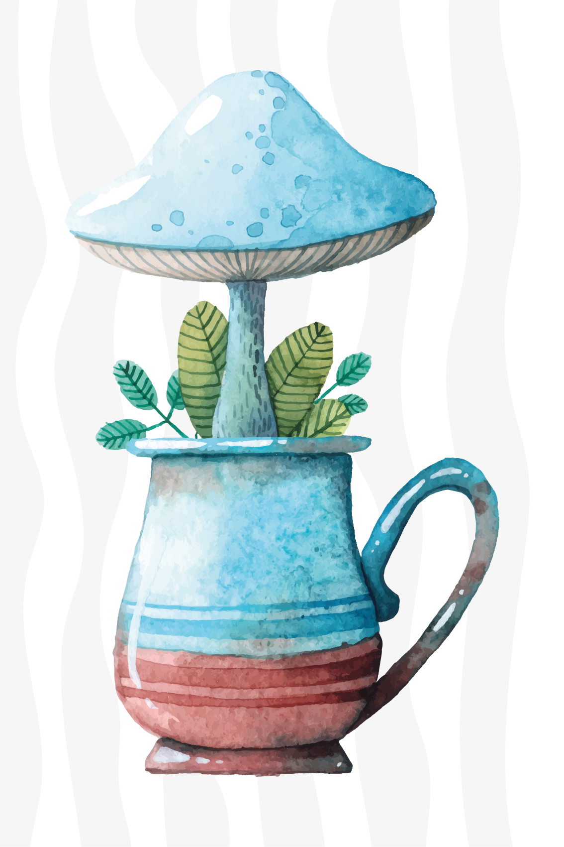 Poster cuisine design mignon de champignon dans tasse - TenStickers