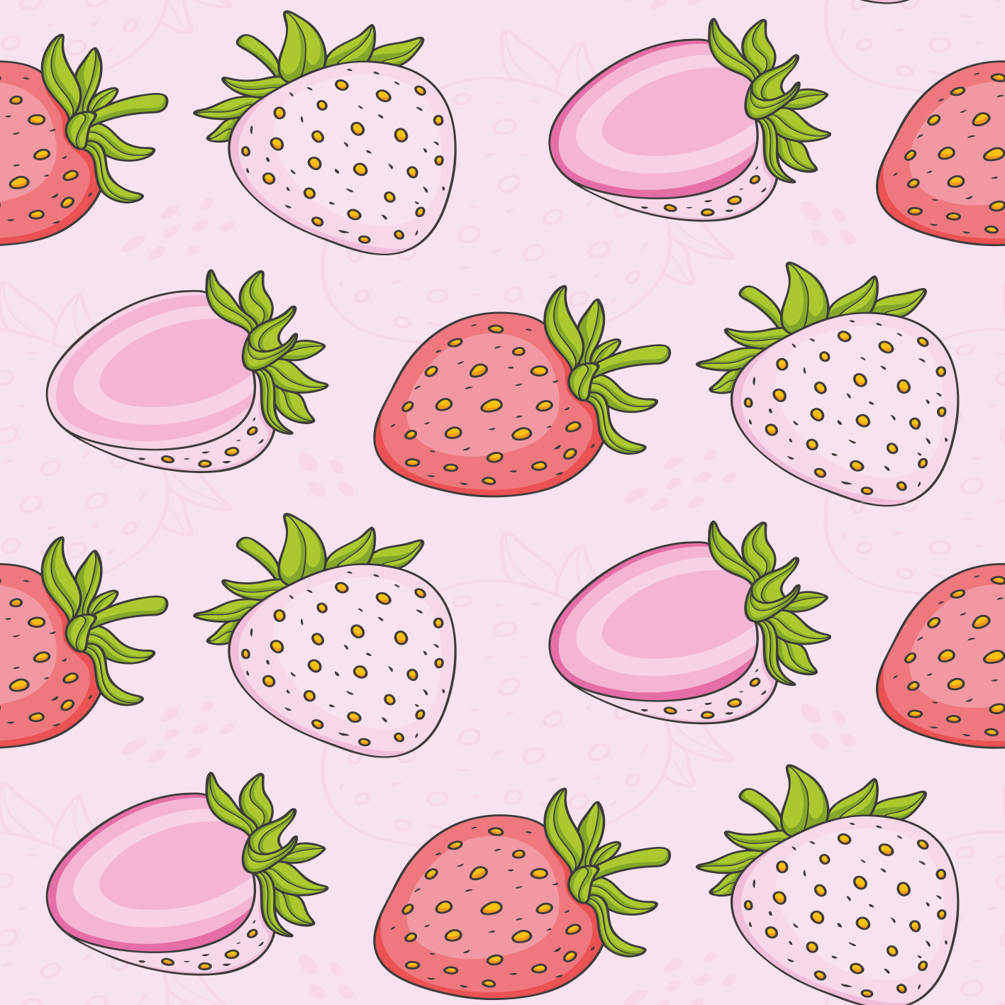 Poster cuisine fraises roses et rouges sans couture - TenStickers