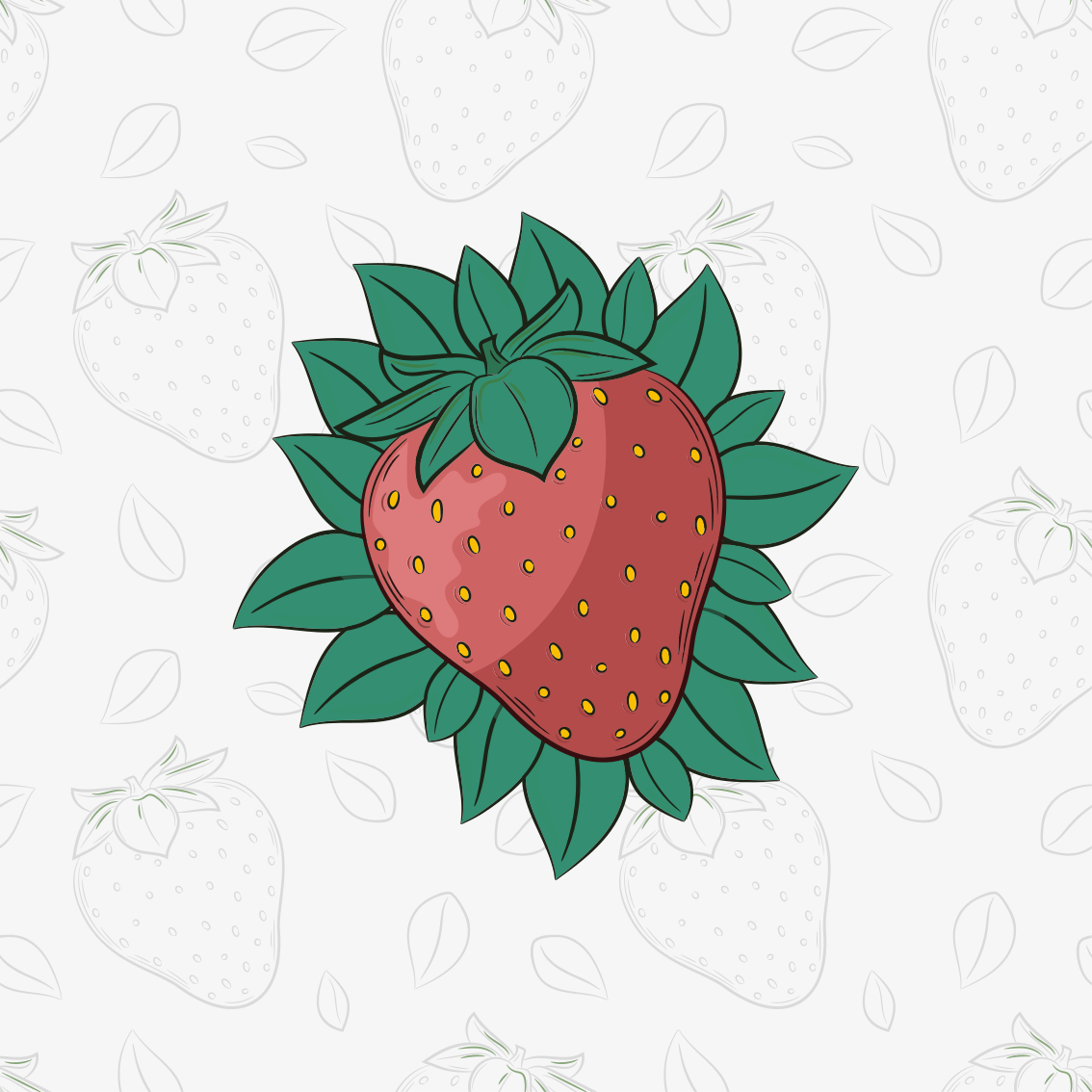 Poster cuisine fraises juteuses feuilles vertes - TenStickers