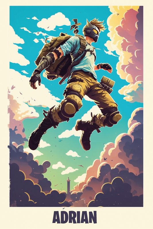 Poster chambre ado personnage épique avec nom personnalisé - TenStickers