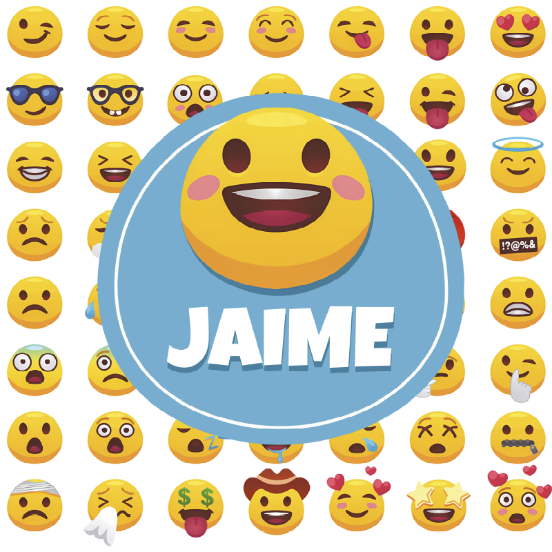 Poster chambre ado emojis avec prénom - TenStickers