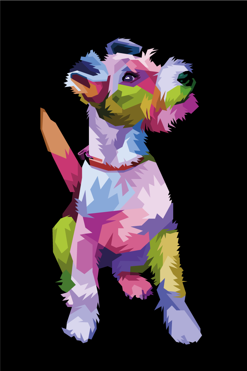 Poster salon animaux géométriques fox terrier - TenStickers