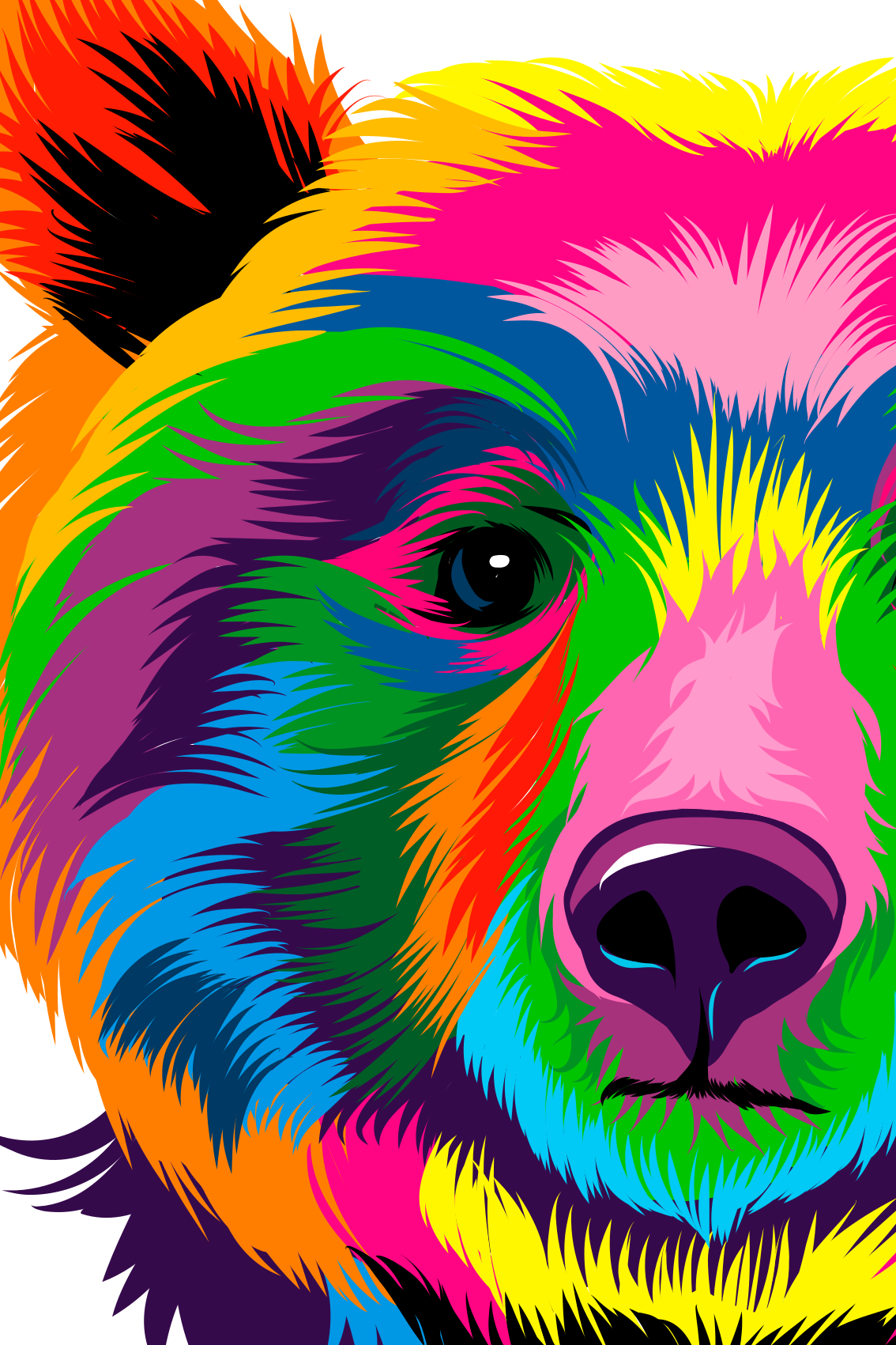 Poster salon ours coloré - TenStickers