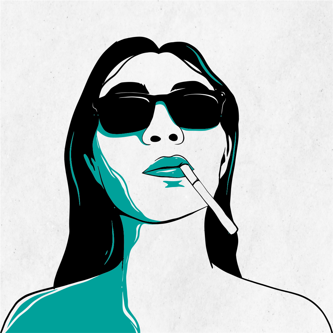 Poster salon visage de femme fumant - TenStickers