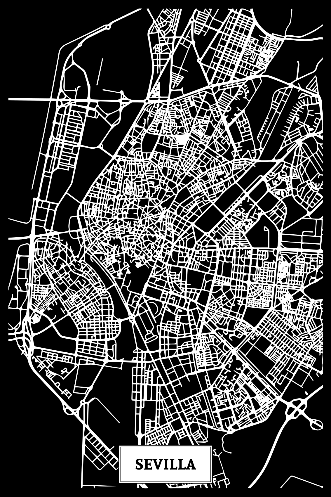 Poster salon carte topographique séville - TenStickers